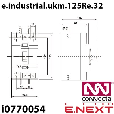Силовий автоматичний вимикач E.NEXT e.industrial.ukm.125Re.32 з електронним розчіплювачем 32А 3Р