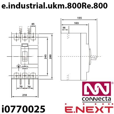 Силовий автоматичний вимикач E.NEXT e.industrial.ukm.800Re.800 з електронним розчіплювачем 800А 3Р