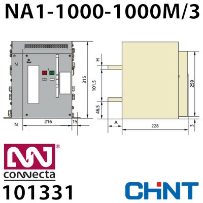 Повітряний автоматичний вимикач CHINT NA1-1000-1000M/3 MO-FX стаціонарний AC220V