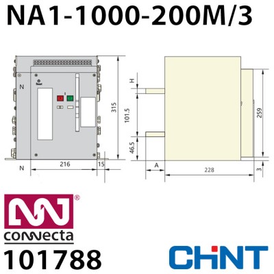 Повітряний автоматичний вимикач CHINT NA1-1000-200M/3 MO-FX стаціонарний AC220/230В