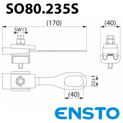 Затискач анкерний на планці ENSTO SO80.235S 2x(16-35)