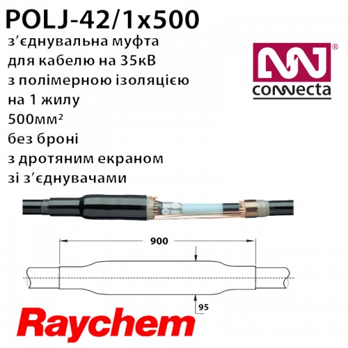 З'єднувальна муфта POLJ-42/1x500 1х полімер з екраном зі з'єднувачами